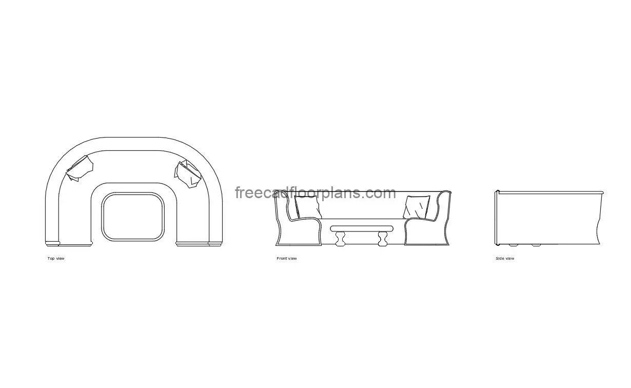 Sofá semicircular AutoCAD